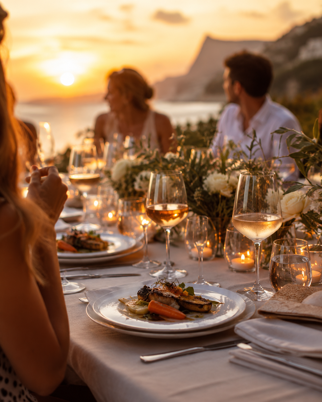 Table set at sunset